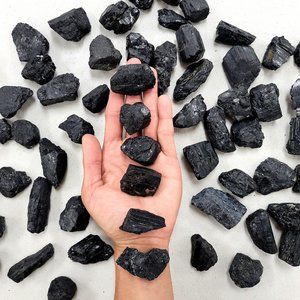 1 LB Raw Black Tourmaline Crystal Stones from Brazil